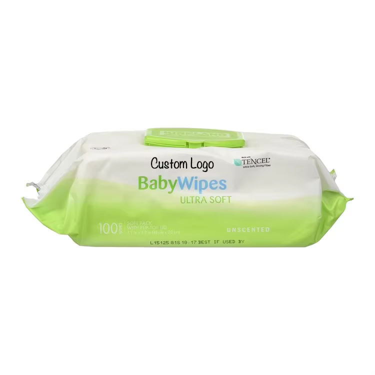 Private Label Eco Friendly Cotton Disposable Wipes for Baby 99% Water Soft Baby Hands Mouth Cleaning Wet Wipes