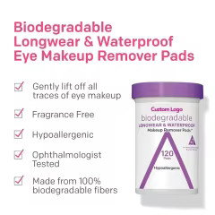 Custom Logo Gentle Eye Makeup Remover Wipes Sensitive Skin Natural Plant-Based Fiber Makeup Removal Pads Facial Cleansing Wipes
