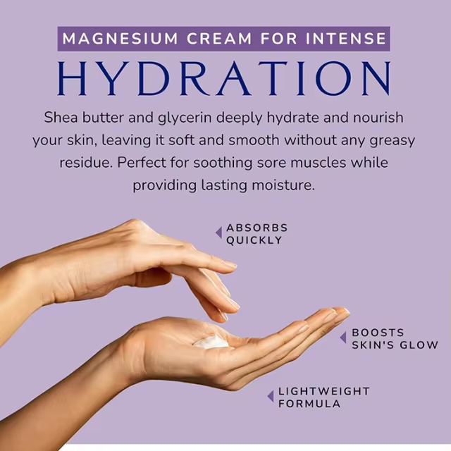 FDA Private Label Magnesium Cream for Pain Sleep Support Topical Lotion for Leg Cramps Muscle Tension Evening Leg Relaxation