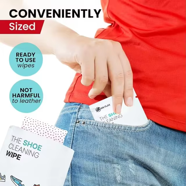 Private Label Non-alcoholic Dual Textured Wipes for Quick Cleaning Shoes Individually Packaged 30PCS Wet Wipes Sneaker Cleaner