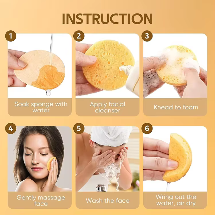 Private Label Natural Compressed Cellulose Cosmetic Spa Soap Sponges for Facial Bath Cleansing Exfoliating Dead Skin Cells