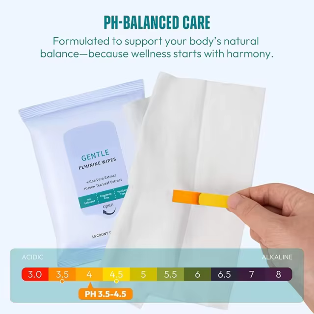 Private Label Feminine Wipes for Women pH Balanced Soft Gentle Soothing Flushable Personal Hygiene Wipes for Travel