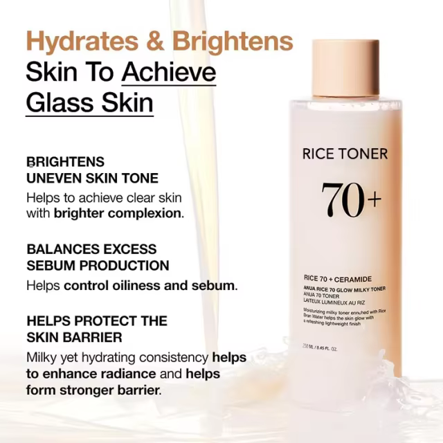 Custom Label Rice Glow Milky Toner with Niacin-amide Ceramide for Glowing Skin Non Comedogenic, Fungal Acne Safe Rice Water