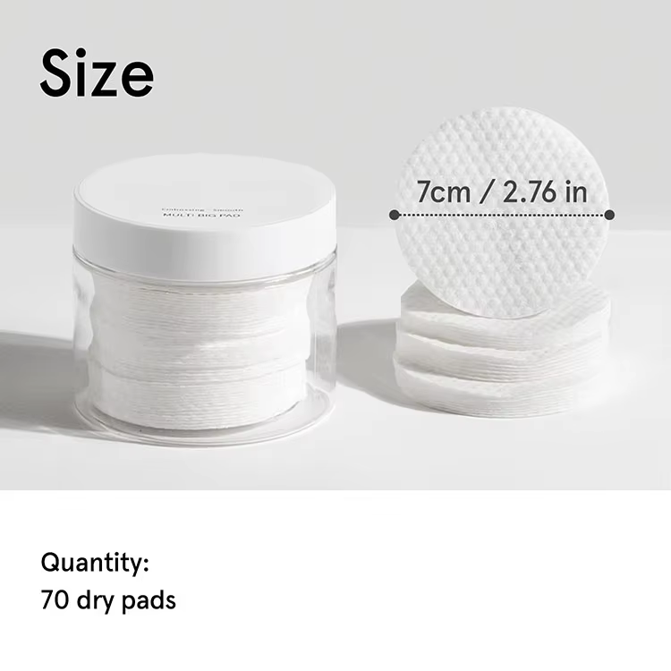 Custom Cosmetic Dry Wipe Factory Round Thick Cotton Face Pads Exfoliating Soft No Lint Double Sided Dry Toner Pads