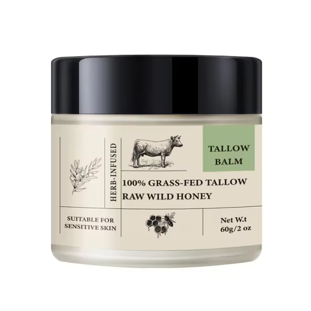 FDA Certified OEM Organic Grass-Fed Purified Beef Tallow and Honey Balm Natural Hydrating Moisturizer for All Type Skin