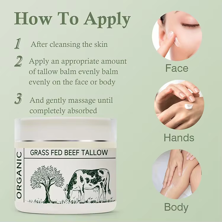 FDA Certified OEM Organic Grass-Fed Purified Beef Tallow and Honey Balm Natural Hydrating Moisturizer for All Type Skin