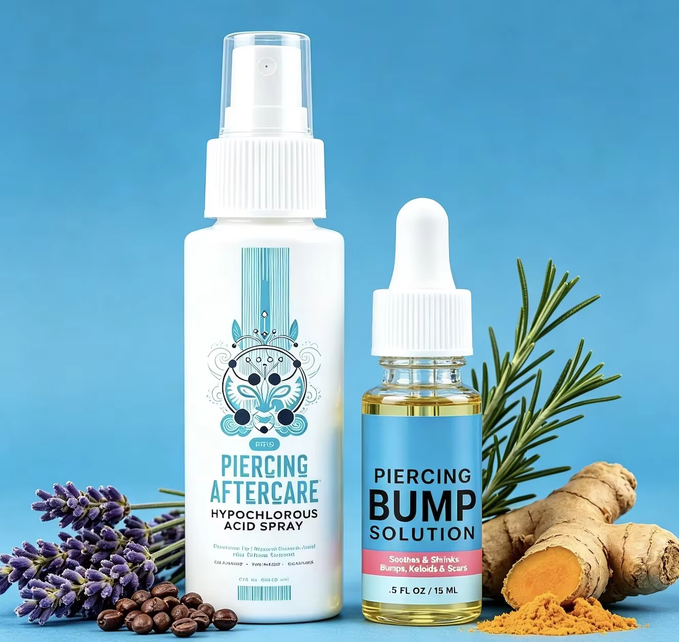 Custom Piercing Aftercare Kit Hypochlorous Acid Spray and Piercing Bump Oil Soothing Piercing Aftercare for Piercing Bumps