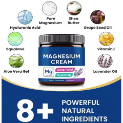 FDA Private Label Magnesium Cream for Pain Sleep Support Topical Lotion for Leg Cramps Muscle Tension Evening Leg Relaxation