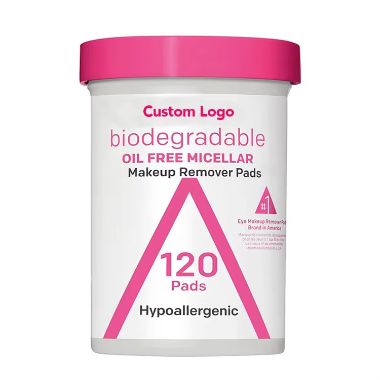 Private Label Biodegradable Makeup Remover Pads for Eyes Face Oil Free Gentle Cleaning Wet Wipes for Sensitive Skin