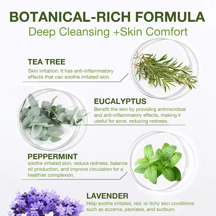 Custom Label Antifungal Tea Tree Soap Antibacterial Treatment for Face & Body Acne Herbal Soap Bar for Skin Soothing&Hydration