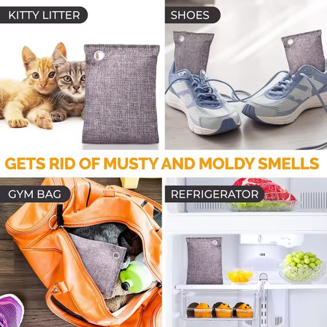 Activated Bamboo Charcoal Bag Manufacturer OEM Natural Fresh Air Purifier for Car Basement Odor Absorber for Shoes Pets