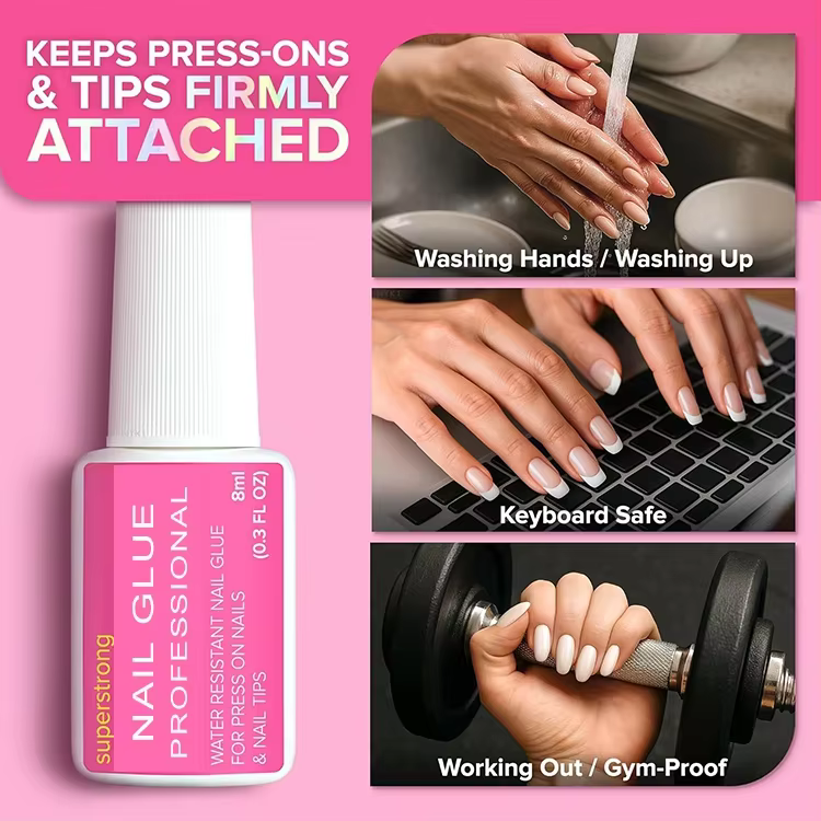 Private Label Super Strong Nail Glue for Press on Nails, Nail Tips & Acrylic Fake Nails Fast Dry and Long Lasting Nail Glue
