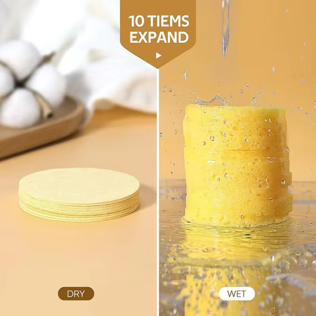 Private Label Natural Compressed Cellulose Cosmetic Spa Soap Sponges for Facial Bath Cleansing Exfoliating Dead Skin Cells