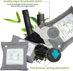 Private Label Activated Charcoal Bag Odor Absorber for Home Car Closet Shoes Pets Basement Bamboo Charcoals Air Purifying Bags