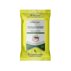 Private Label Bug Wipes Repellent 100% Biodegradable Plant Based Bamboo Mosquito Repellent Camping Bug Insect Repellent Wipes