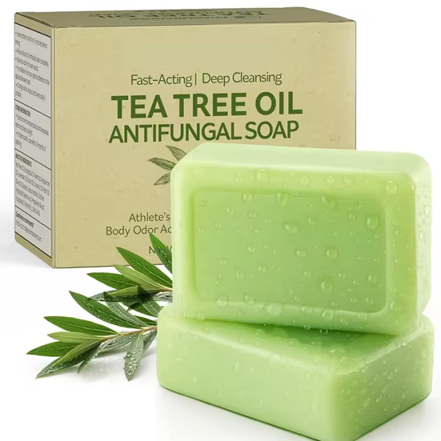 GMP Factory OEM Antifungal Antibacterial Soap Bar with Natural Tea Tree Oil Fights Body Odor,Soothes Jock Itch & Athlete's Foot