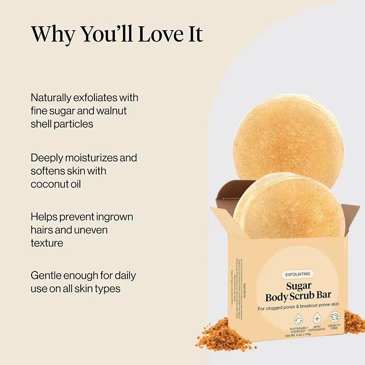 GMP OEM Natural Soap Exfoliator for Men Women, Gentle Exfoliating Moisturizing Skin Care Body Wash Soap Bar with Coconut Oil