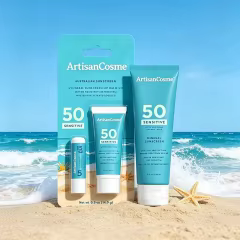Custom Logo Fragrance-Free Sensitive Skin Sun Kit: Water Resistant SPF 50+ & Lip Protection