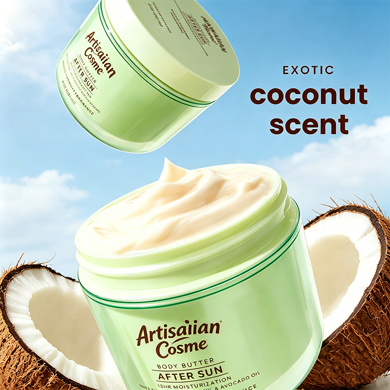 Custom Logo Coconut Oil After Sun Body Cream Lotion, Hydrating After-Sun Skin Moisturizer 8 oz