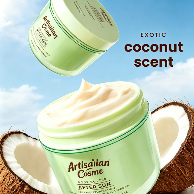 Custom Logo Coconut Oil After Sun Body Cream Lotion, Hydrating After-Sun Skin Moisturizer 8 oz