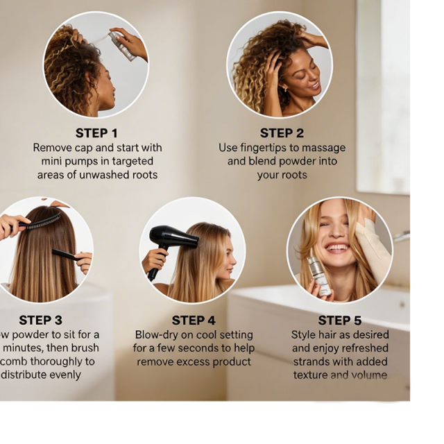 Custom Cosme Invisible Rice Protein Volumizing Dry Shampoo Powder, Oil Absorbing No White Cast for Light-Medium Hair Travel Gift