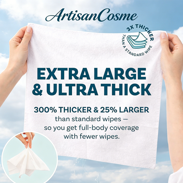 Custom Logo Extra Large No-Rinse Adult Bath Wipes 80 Ultra Thick Disposable Cleansing Wipes for Gym Camping Post Surgery