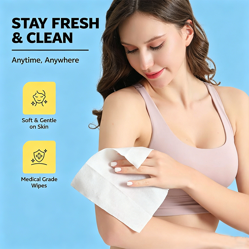 Custom Logo 60 Extra Large No-Rinse Body Shower Wipes, Aloe Vitamin E Moist, 6 Packs*10 for Travel Gym Bedridden Camping