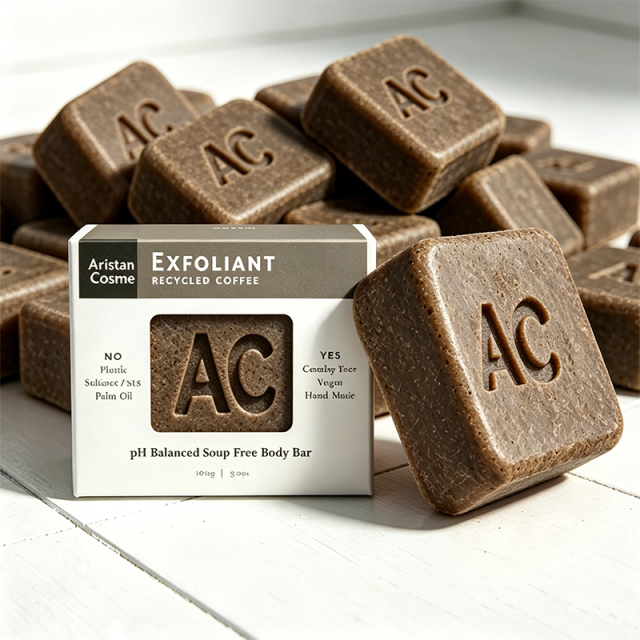 Custom Logo Solid body exfoliation bar recycled coffee