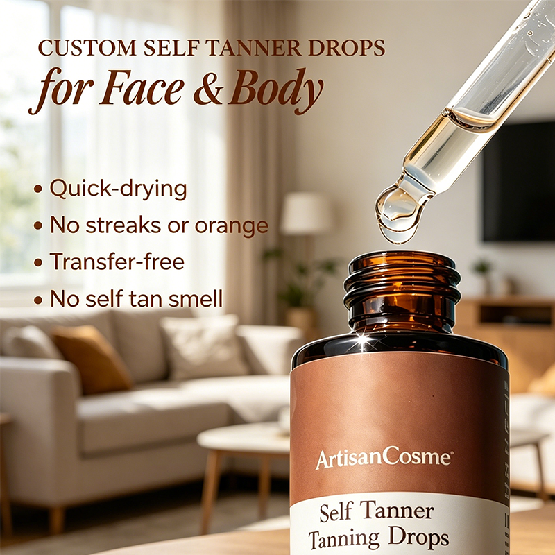 Custom Logo Natural Non-Toxic Bronzing Drops, Mix With Lotion, For Face & Body, Hydrating Bronze Glow