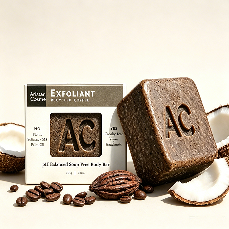 Custom Logo Solid body exfoliation bar recycled coffee