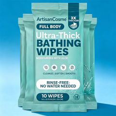 Custom Logo Extra Large No-Rinse Adult Bath Wipes 80 Ultra Thick Disposable Cleansing Wipes for Gym Camping Post Surgery