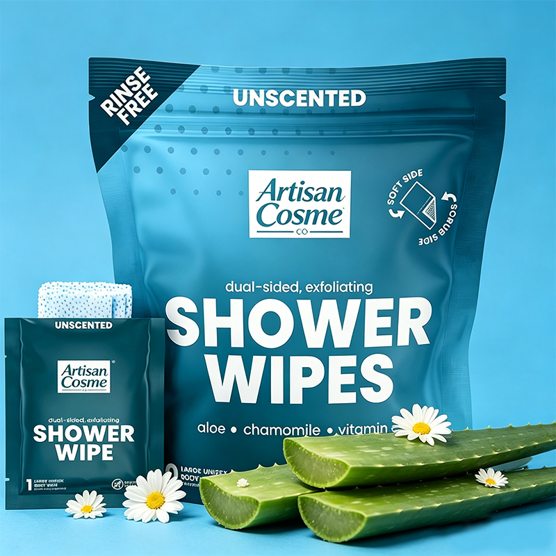 Custom Logo Unscented Large Body Wipes with Aloe Vitamin E, Individually Wrapped 10 Pack Travel Hygiene Cloths for All Ages