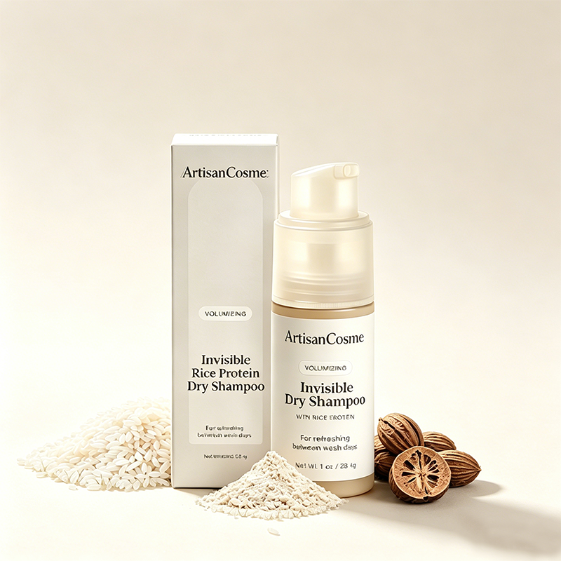 Custom Cosme Invisible Rice Protein Volumizing Dry Shampoo Powder, Oil Absorbing No White Cast for Light-Medium Hair Travel Gift