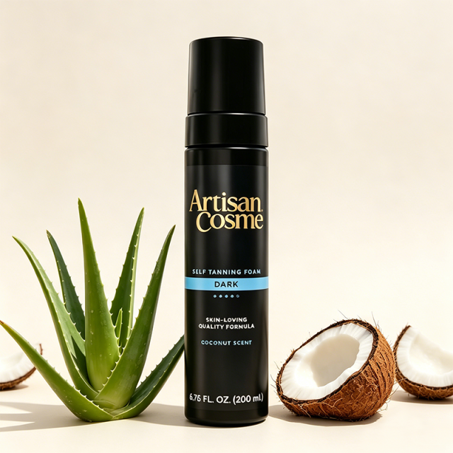 Custom Logo Light Hydrating Self-Tanning Foam with Aloe & Coconut, Streak-Free Natural Tan