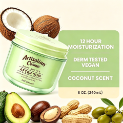 Custom Logo Coconut Oil After Sun Body Cream Lotion, Hydrating After-Sun Skin Moisturizer 8 oz