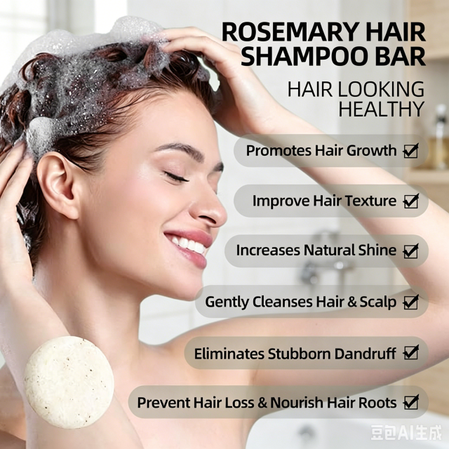 Custom Logo 2 Pack Rosemary Solid Shampoo Bars Hair Growth Oil Control Anti Hair Loss Cleansing Soap
