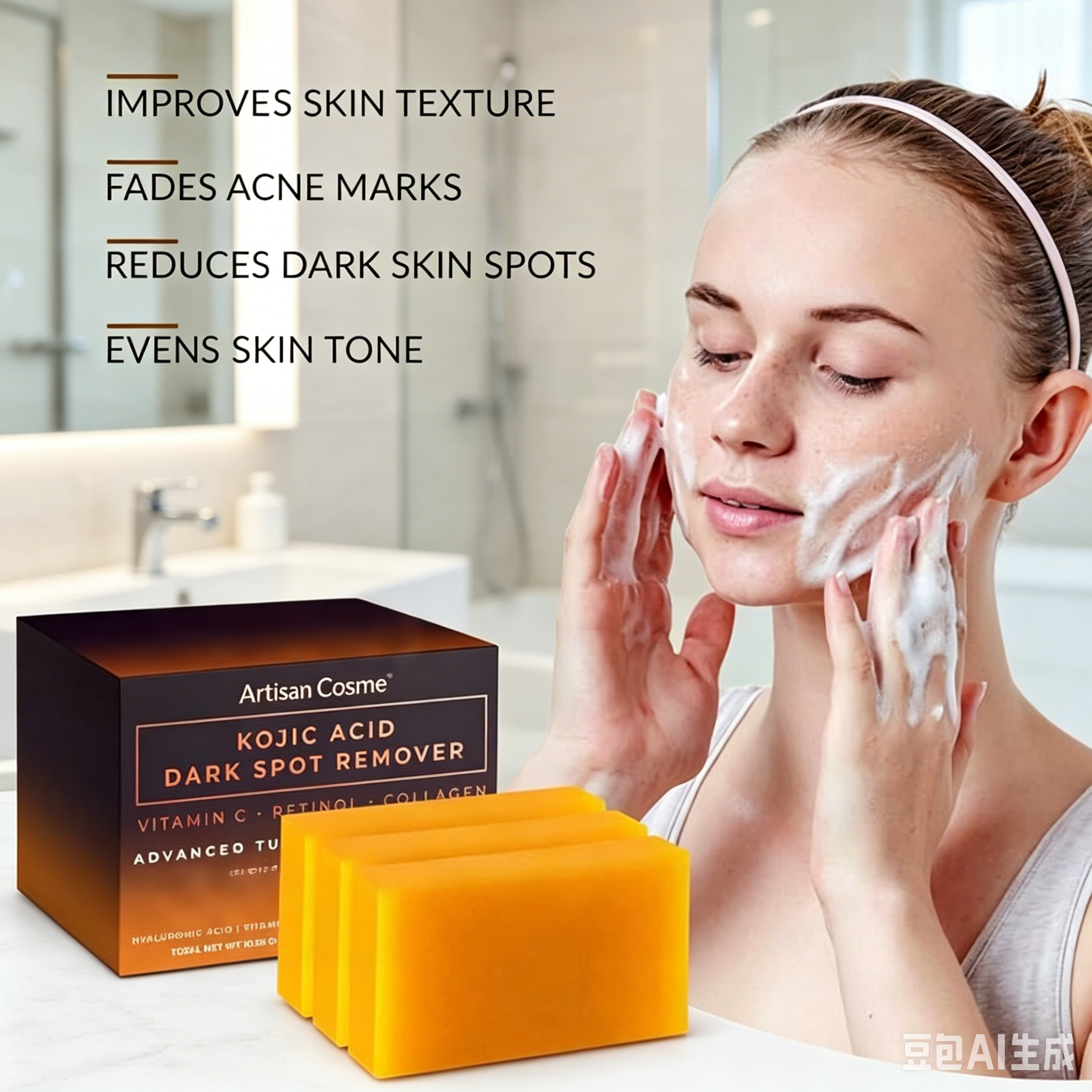 Custom Logo 3 Pack Kojic Acid Dark Spot Soap Bars Vitamin C Retinol Collagen Turmeric Brightening Skin Bar