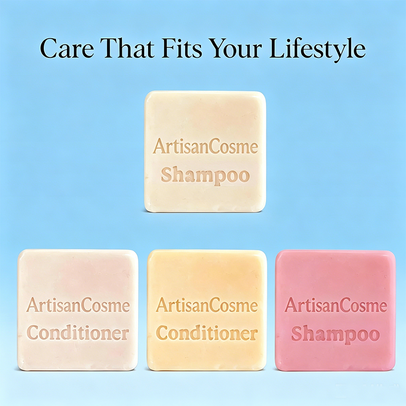 Custom Logo 4 Pack Solid Shampoo Conditioner Bar Set Rice Water Castor Coconut Oil Hair Growth Repair Moisture