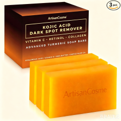Custom Logo 3 Pack Kojic Acid Dark Spot Soap Bars Vitamin C Retinol Collagen Turmeric Brightening Skin Bar