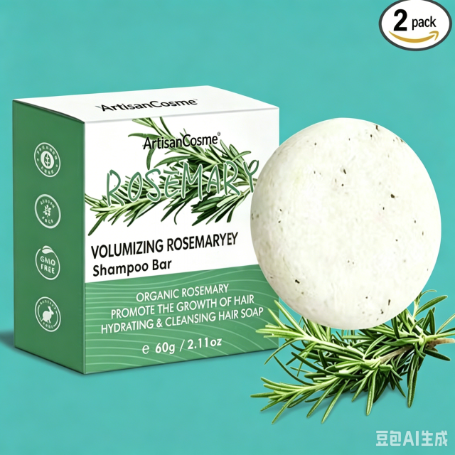 Custom Logo 2 Pack Rosemary Solid Shampoo Bars Hair Growth Oil Control Anti Hair Loss Cleansing Soap