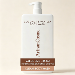 Custom Logo 36oz Coconut Vanilla Unisex Body Wash Pump Bottle Sulfate Free Gentle Cleanser
