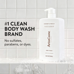 Custom Logo 36oz Coconut Vanilla Unisex Body Wash Pump Bottle Sulfate Free Gentle Cleanser
