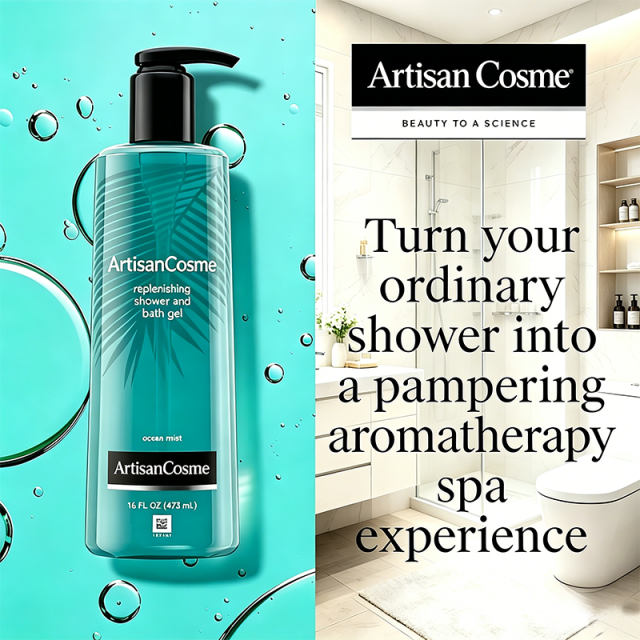 Custom Logo 32 fl oz Ocean Mist Moisturizing Body Wash Pump Bottle Replenishing Soft Skin Shower Gel