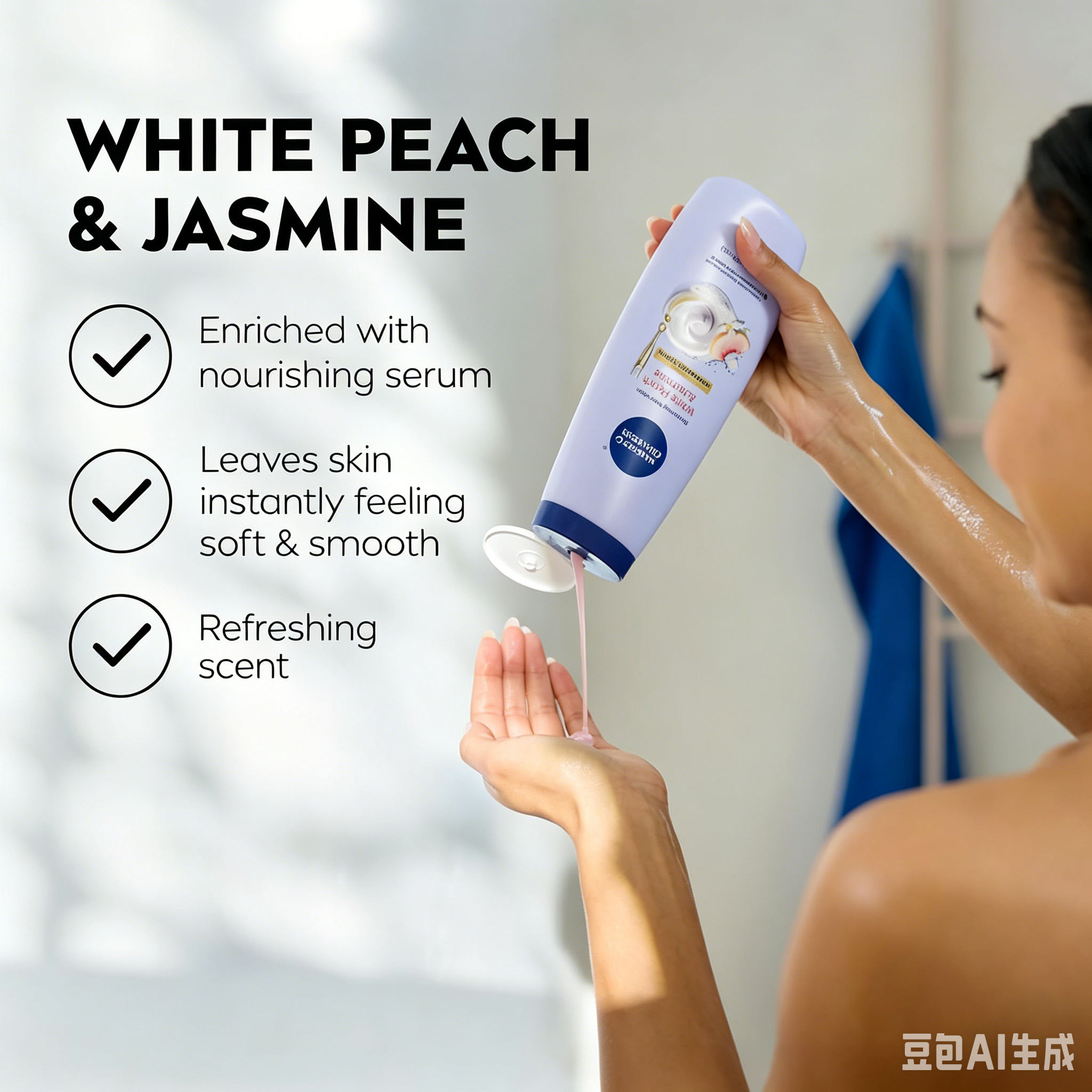 Cuatom Logo 20 Fl Oz White Peach Jasmine Body Wash With Provitamin B5 Vitamin E Nourishing Serum For Women