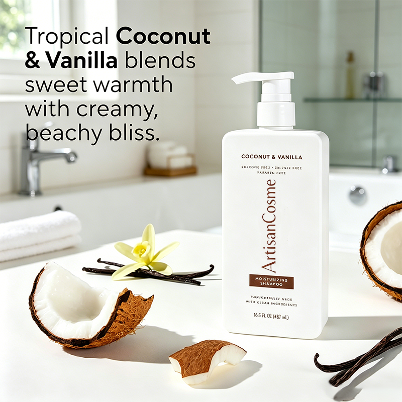 Custom Logo 2-Pack Coconut Vanilla Shampoo & Conditioner Sulfate Dye Free For All Color Treated Damaged Hair