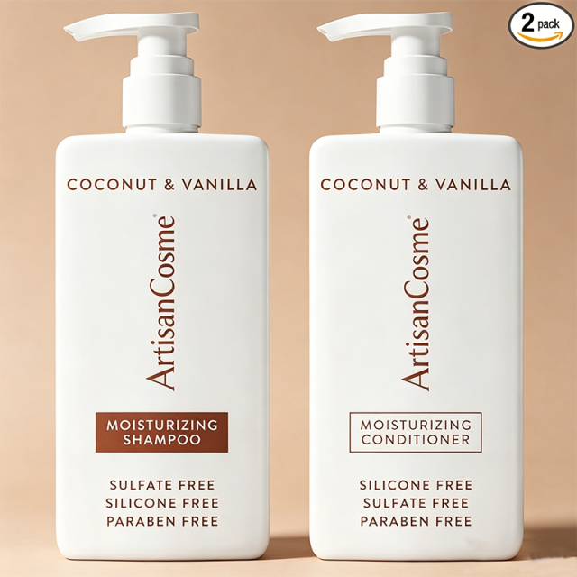 Custom Logo 2-Pack Coconut Vanilla Shampoo & Conditioner Sulfate Dye Free For All Color Treated Damaged Hair