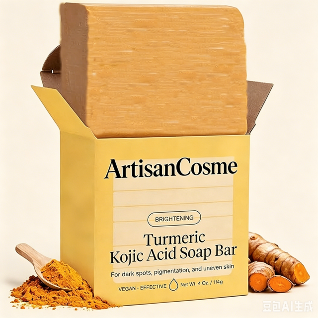 Custom Loho Kojic Acid Turmeric Soap Bar 4oz Brightening Hydrating Face Body Cleanser for Dark Spots