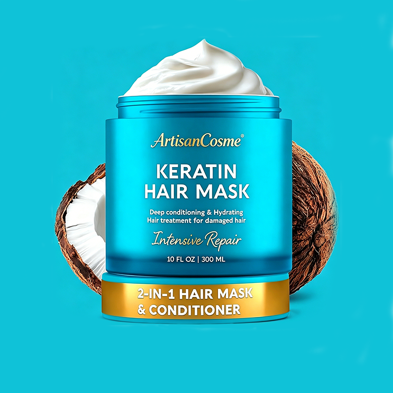 Custom Logo 10 Fl Oz White Keratin Deep Conditioning Hair Mask Repair Treatment for Dry Curly Color-Treated Damaged Hair