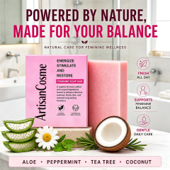 Custom Logo 3oz Handmade Vegan Feminine Care Soap pH Balancing Odor Control Hydrating Organic Herbal Intimate Wash Bar