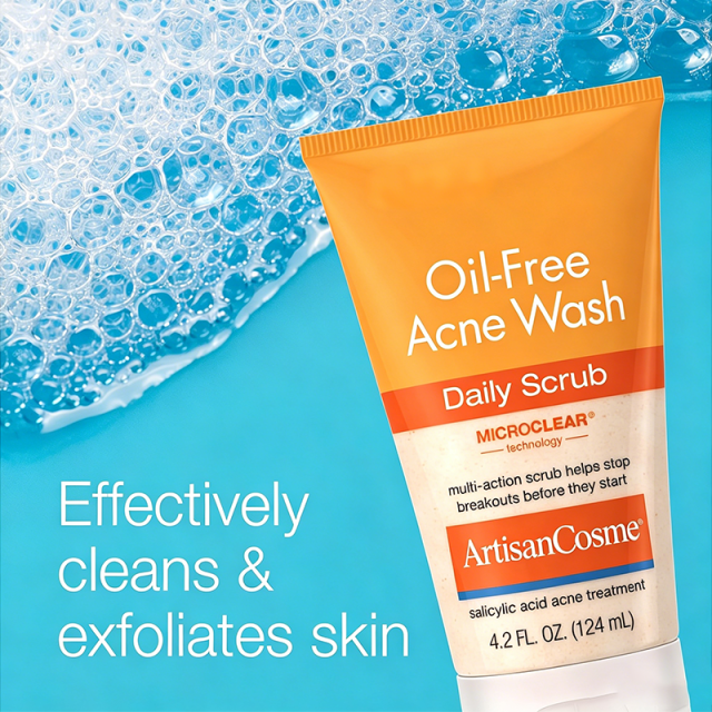 Custom Logo Oil-Free 2% Salicylic Acid Acne Face Wash Exfoliating Scrub for Oily Acne-Prone Skin Clears Blackheads Breakouts